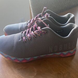NOBULL Women's Gray Athletic Shoes with Multicolor Sole